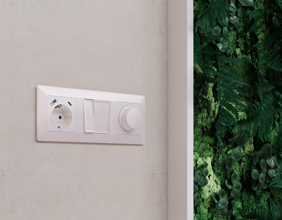 Накладка для розетки с заземлением и со шторками и 2хusb type a и c ambrella volt alfa ap2100