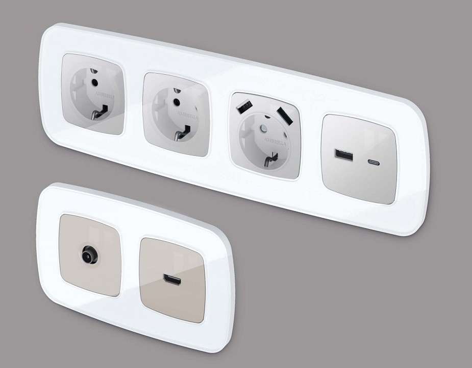 Рамка на 4 поста ambrella volt omega of640104