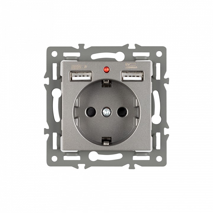 Розетка с заземлением и 2хusb type a, Без рамки arlight sct 043735