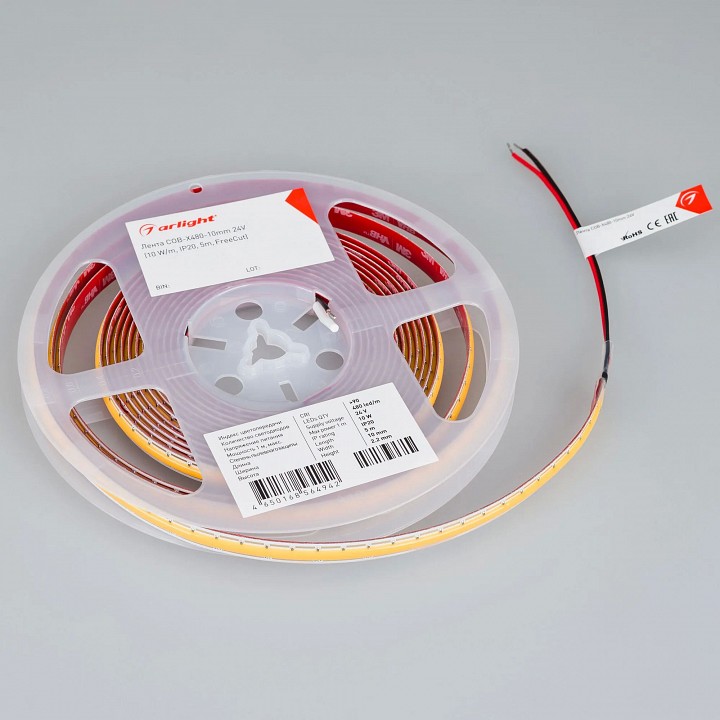 Лента светодиодная arlight x480 24v 10mm 10 w/m freecut 044196