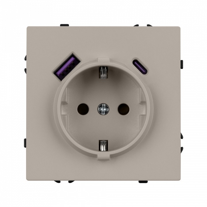 Розетка с заземлением и 2хusb type a и c, Без рамки arlight sct-nobe 059444