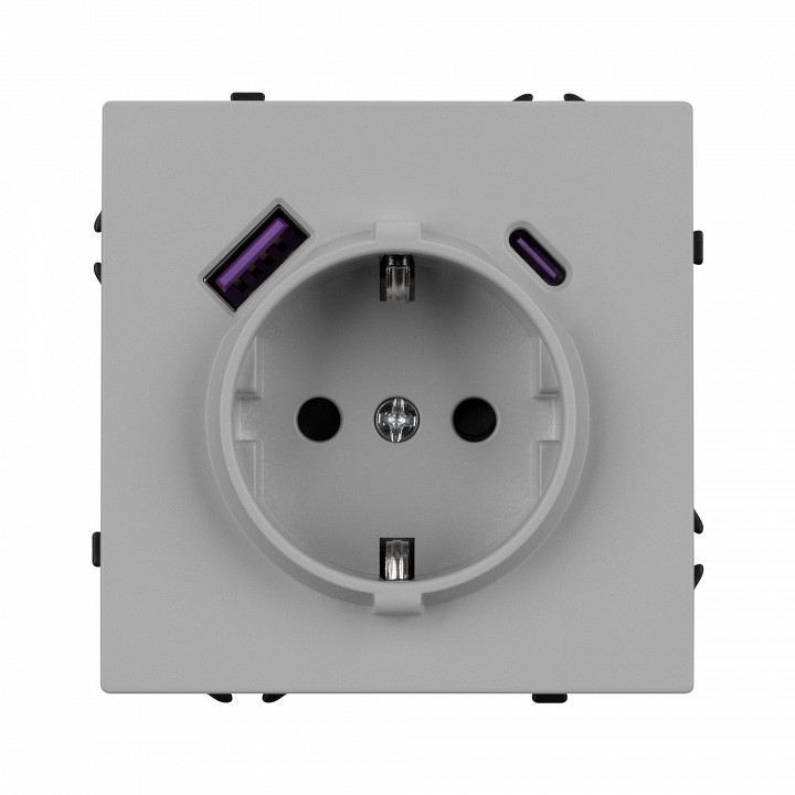 Розетка с заземлением и 2хusb type a и c, Без рамки arlight sct-nobe 059445