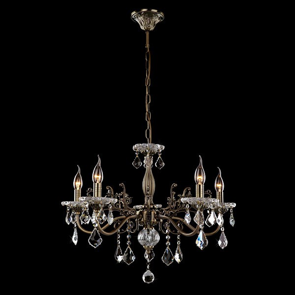 Подвесная люстра eurosvet elisha 3281/5 античная бронза/прозрачный хрусталь strotskis