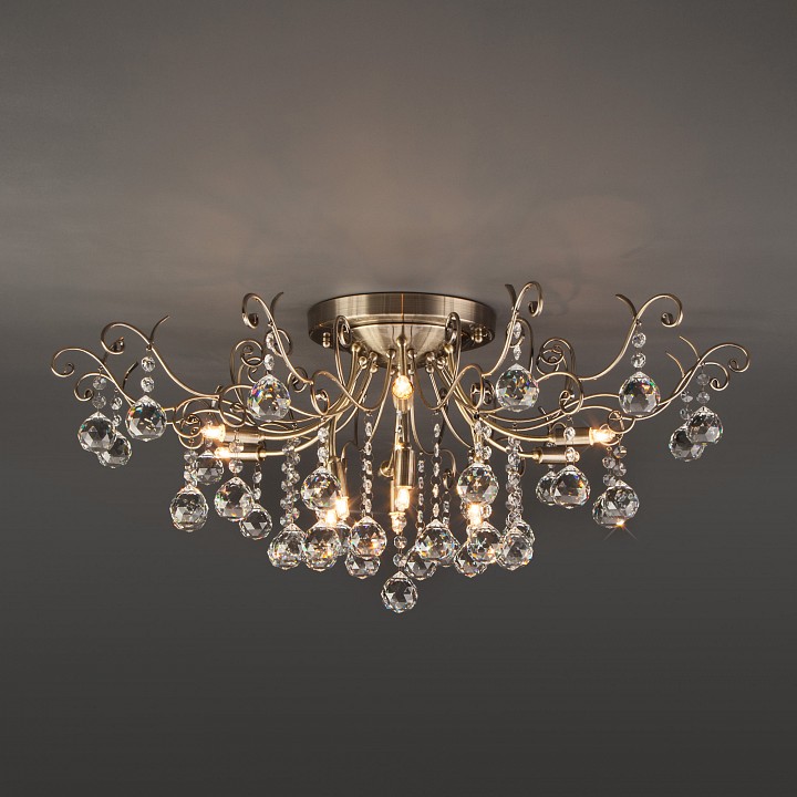 Потолочная люстра eurosvet vita 10042/12 античная бронза/прозрачный хрусталь