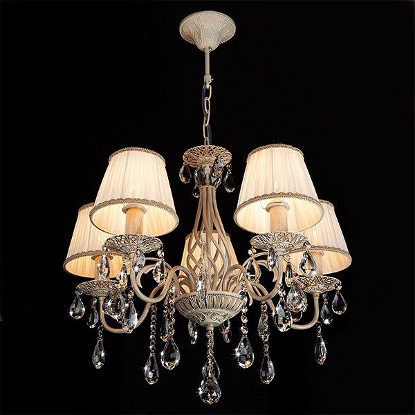 Подвесная люстра eurosvet amelia 10054/5 белый с золотом/прозрачный хрусталь strotskis