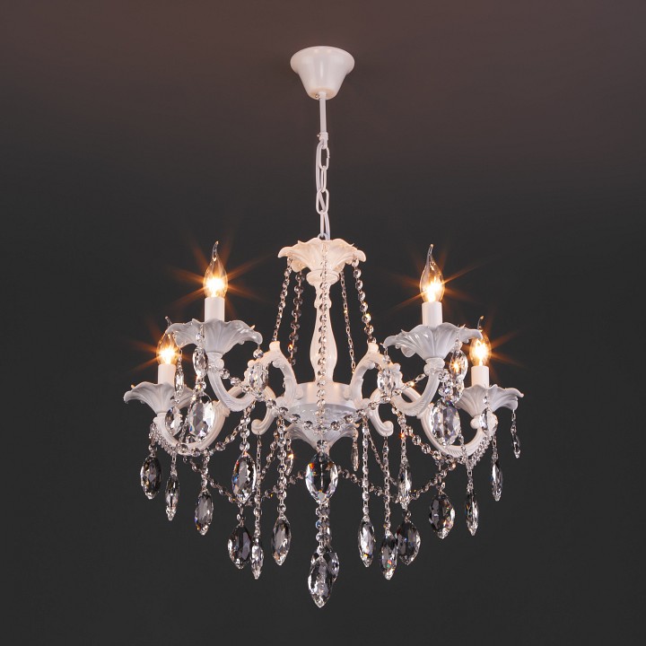 Подвесная люстра eurosvet veletta 10108/5 белый/прозрачный хрусталь strotskis