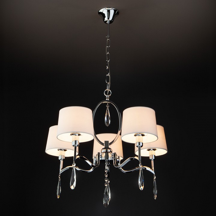 Подвесная люстра eurosvet madera 10127/5 хром/прозрачный хрусталь strotskis smart