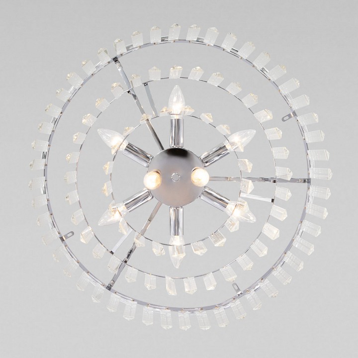 Подвесная люстра eurosvet elegante 10130/8 хром/прозрачный хрусталь strotskis