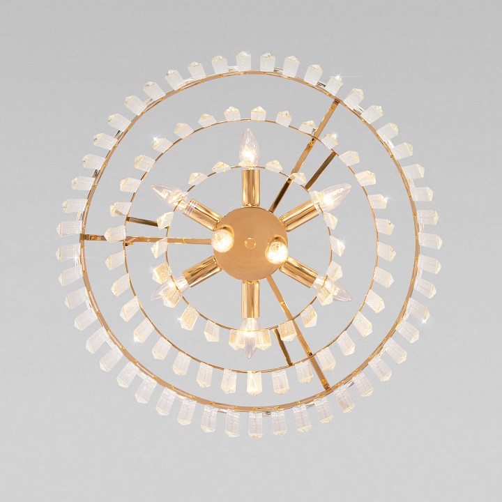 Подвесная люстра eurosvet elegante 10130/8 золото/прозрачный хрусталь strotskis