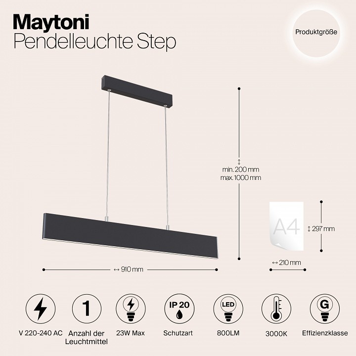 Подвесной светильник maytoni technical step p010pl-l23b