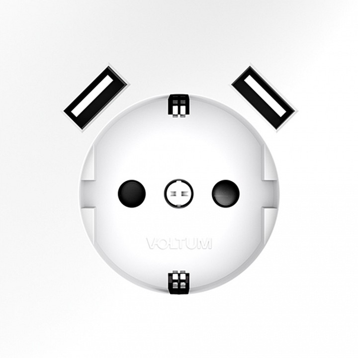 Розетка с заземлением и со шторкой и 2хusb type a, Без рамки voltum s70 vls040402