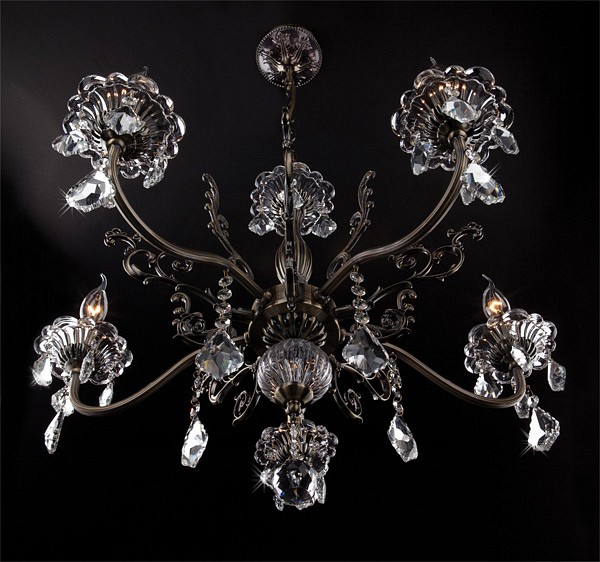 Подвесная люстра eurosvet elisha 3281/5 античная бронза/прозрачный хрусталь strotskis