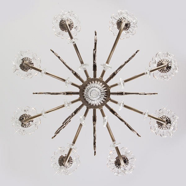 Подвесная люстра eurosvet elisha 3281/8 античная бронза/прозрачный хрусталь strotskis