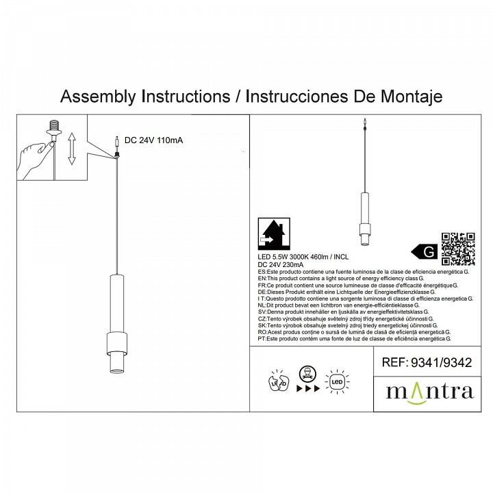 Подвесной светильник mantra clifton 9342