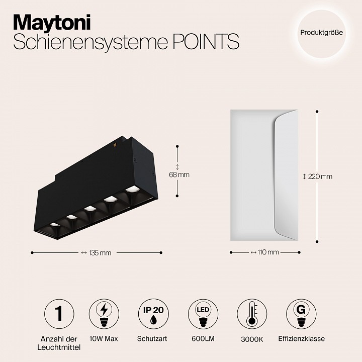 Накладной светильник maytoni technical points tr014-2-10w3k-b