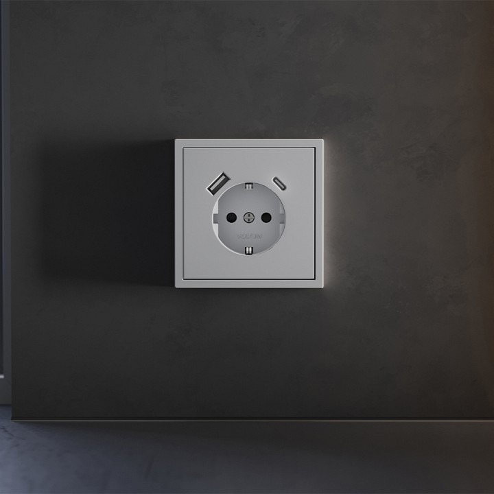 Накладка для розетки с заземлением и со шторками и 2хusb type a и c voltum s70 vls001016