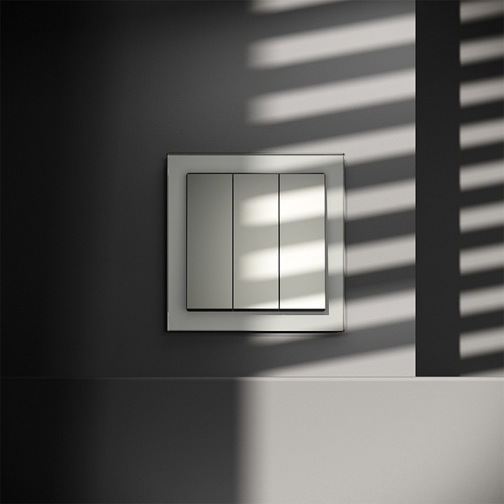 Выключатель трехклавишный без рамки voltum s70 vls030105