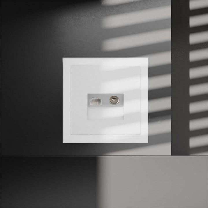 Тв-розетка и розетка ethernet rj-45 без рамки voltum s70 vls060702