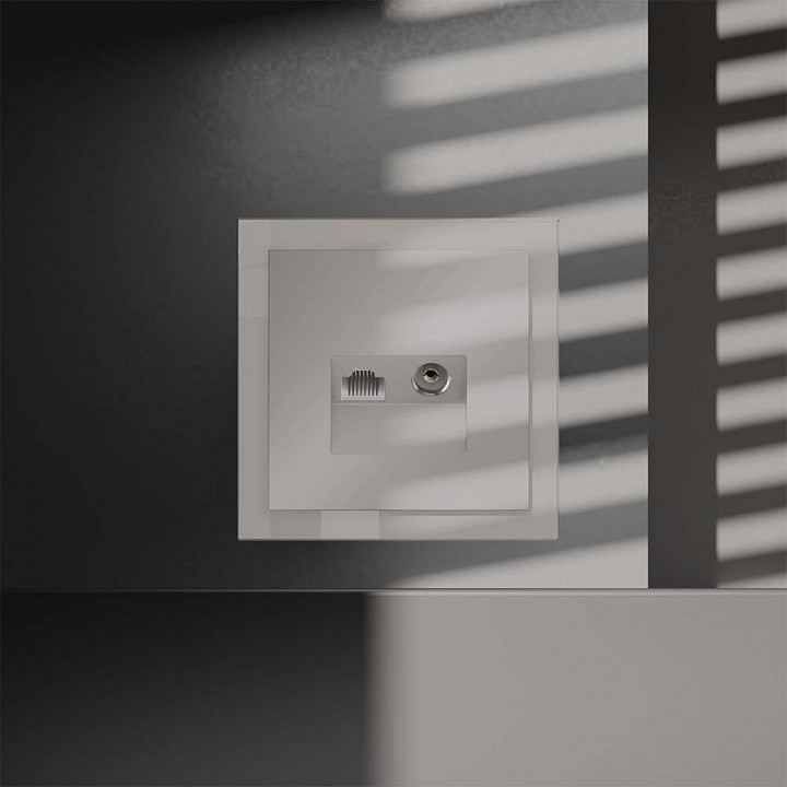 Тв-розетка и розетка ethernet rj-45 без рамки voltum s70 vls060703