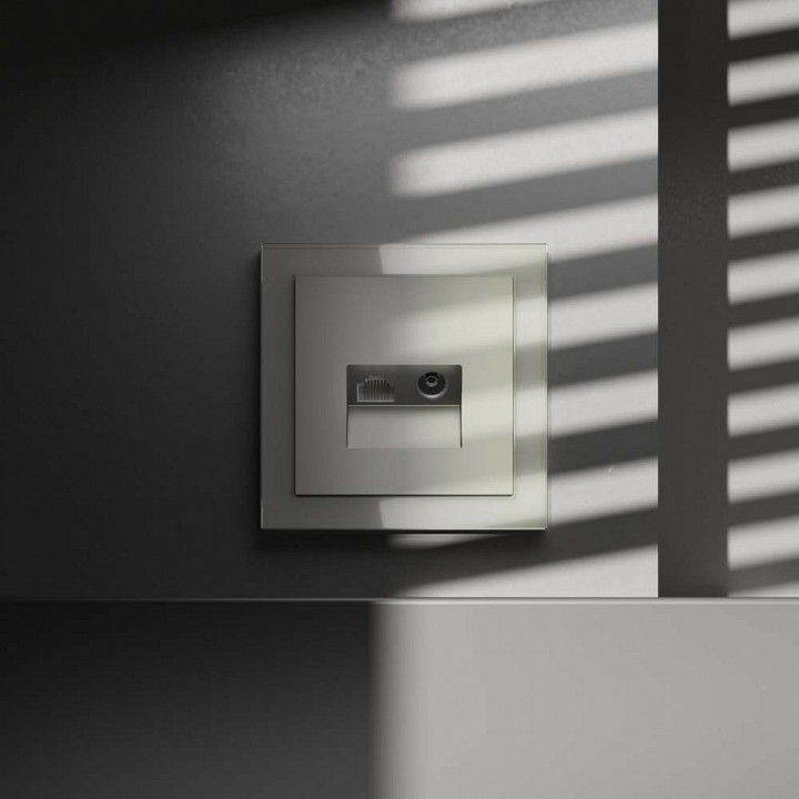 Тв-розетка и розетка ethernet rj-45 без рамки voltum s70 vls060704