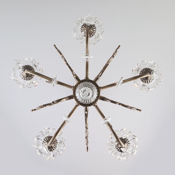 Подвесная люстра eurosvet elisha 3281/5 античная бронза/прозрачный хрусталь strotskis