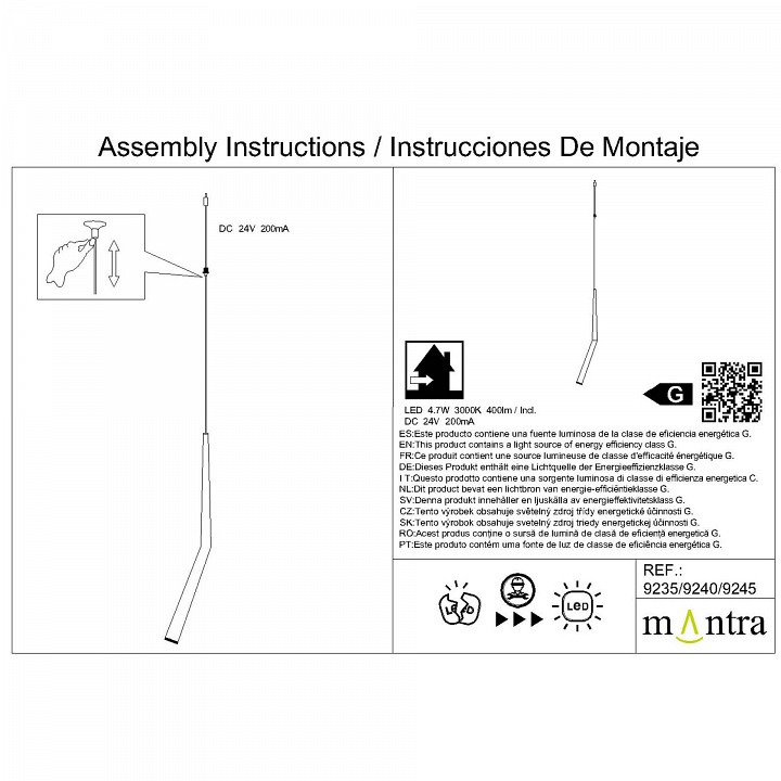 Подвесной светильник mantra boomerang 9240