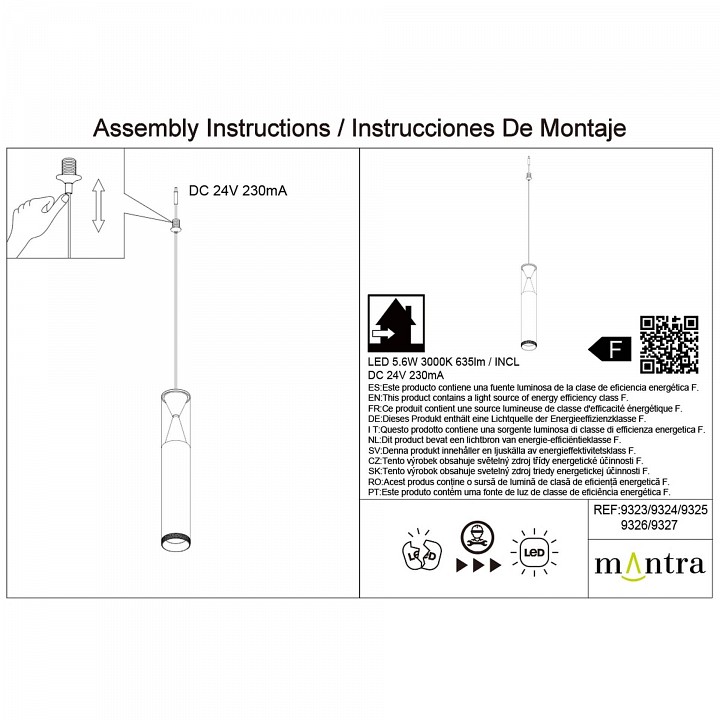 Подвесной светильник mantra spark 9325