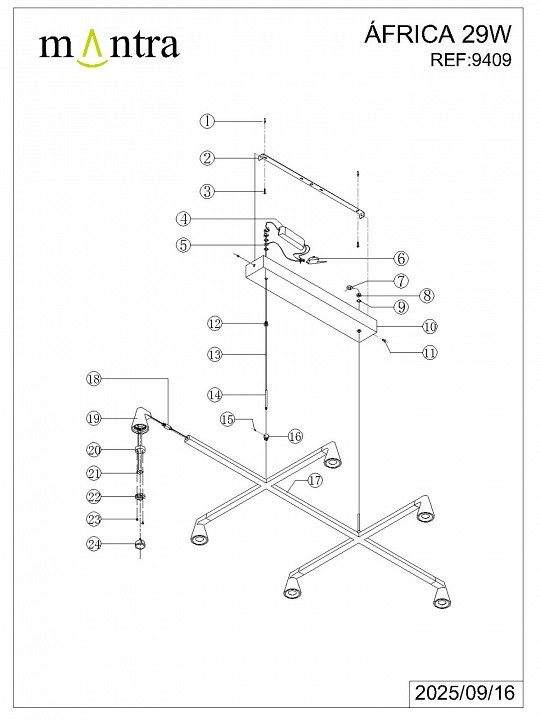 Подвесная люстра mantra africa 9409