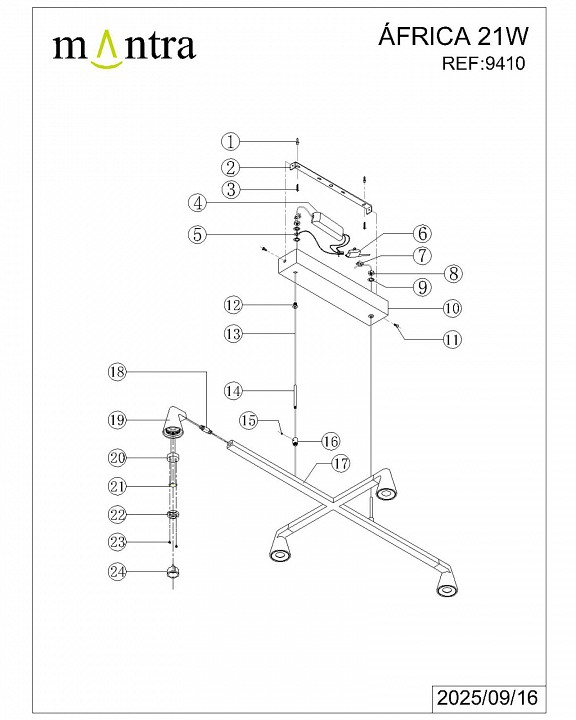 Подвесная люстра mantra africa 9410