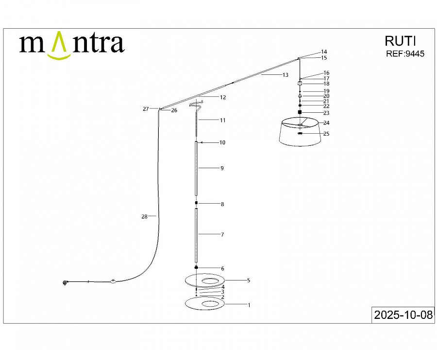 Торшер mantra ruti ricca 9445