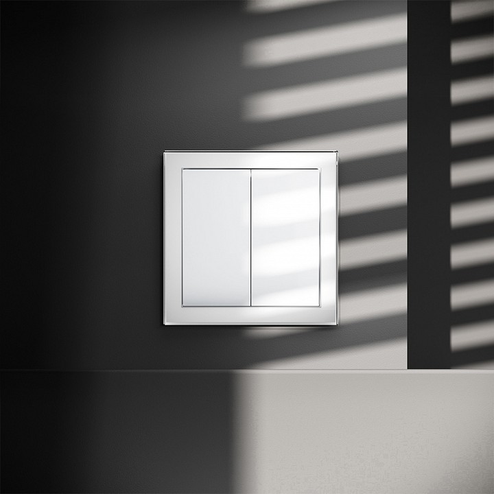 Выключатель двухклавишный без рамки voltum s70 vls020101