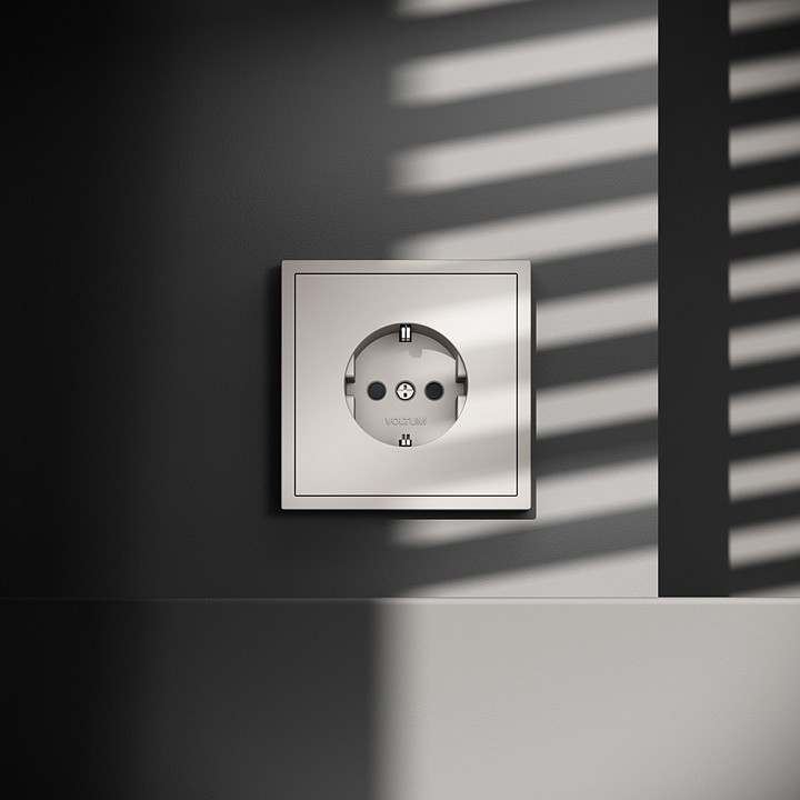 Розетка с заземлением и со шторкой, Без рамки voltum s70 vls040203