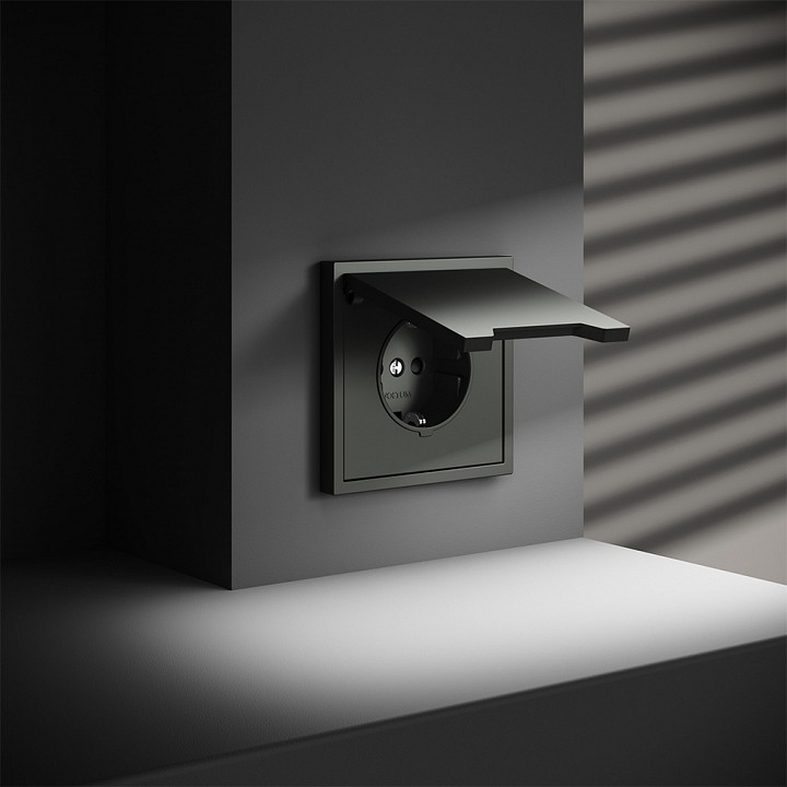 Розетка с заземлением и со шторкой, Без рамки с крышкой voltum s70 vls040306