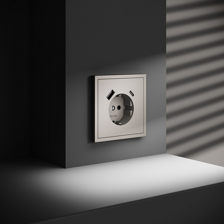 Розетка с заземлением и со шторкой и 2хusb type a и c, Без рамки voltum s70 vls040503