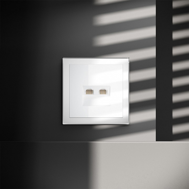 Розетка двойная ethernet rj-45 без рамки voltum s70 vls060201