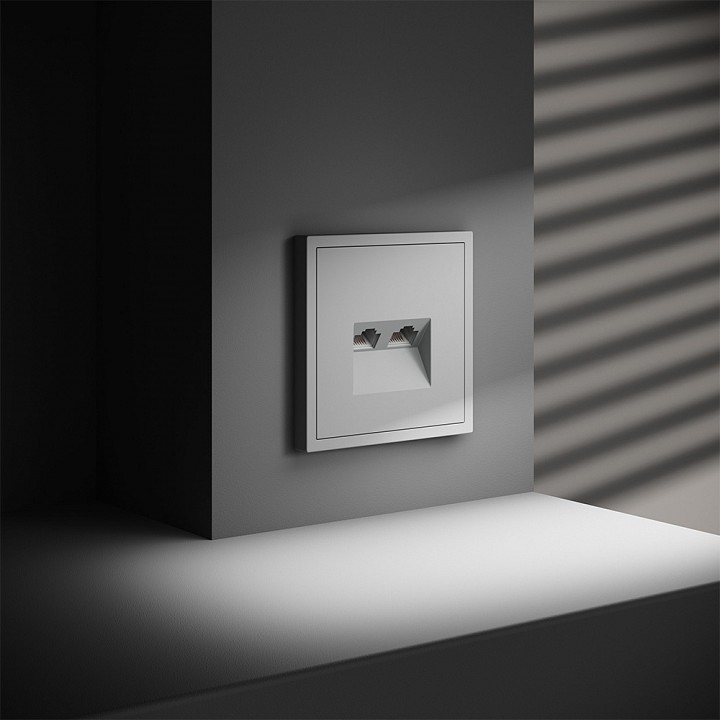 Розетка двойная ethernet rj-45 без рамки voltum s70 vls060202