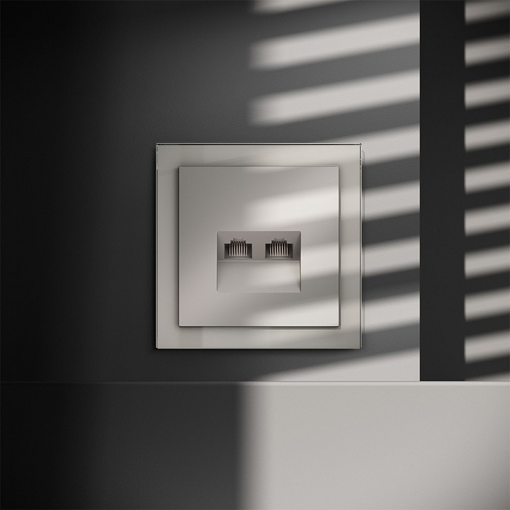 Розетка двойная ethernet rj-45 без рамки voltum s70 vls060203