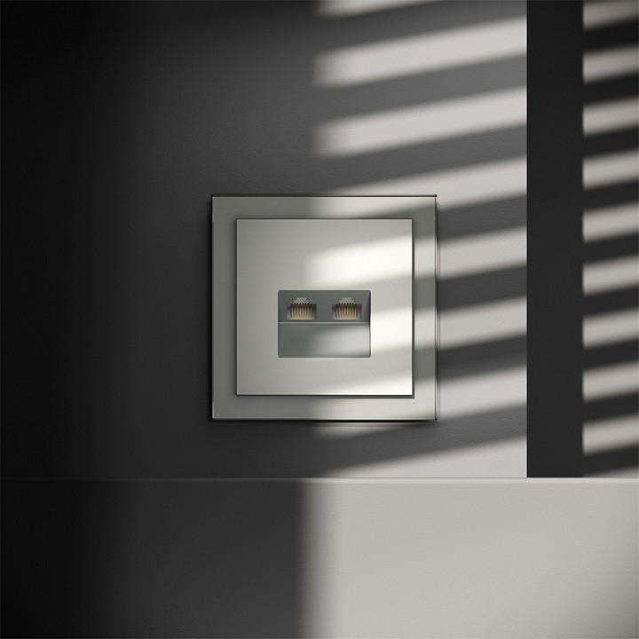 Розетка двойная ethernet rj-45 без рамки voltum s70 vls060205