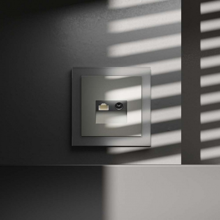 Тв-розетка и розетка ethernet rj-45 без рамки voltum s70 vls060705