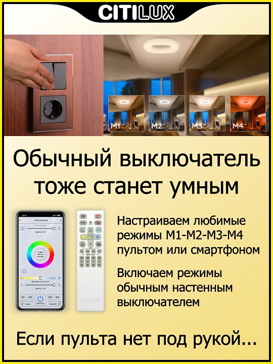 Накладной светильник citilux стратус смарт cl732a520g