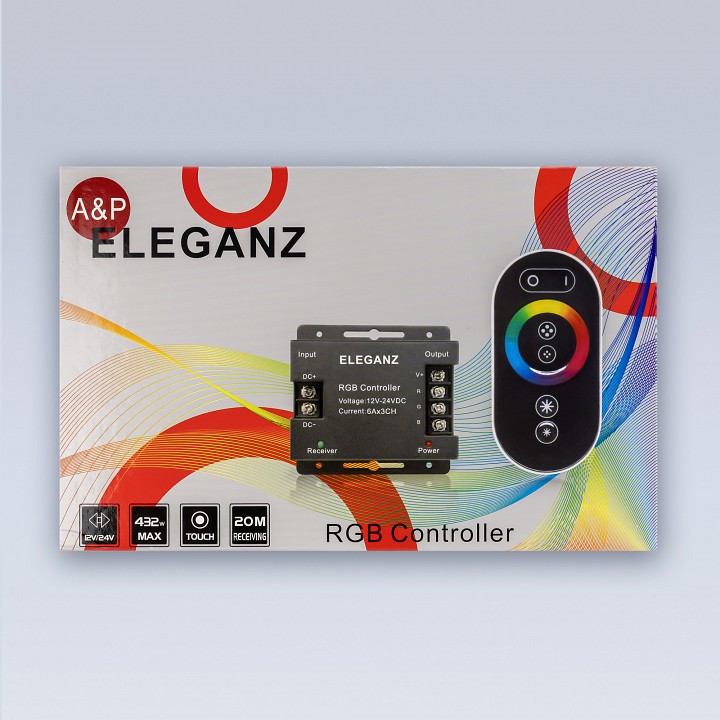 Контроллер-регулятор цвета rgb с пультом ду eleganz  1001