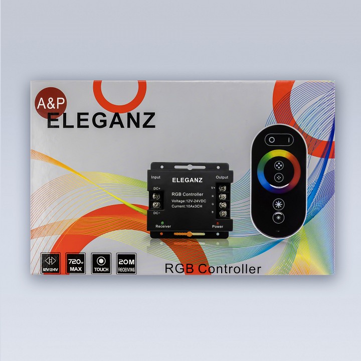 Контроллер-регулятор цвета rgb с пультом ду eleganz  1005