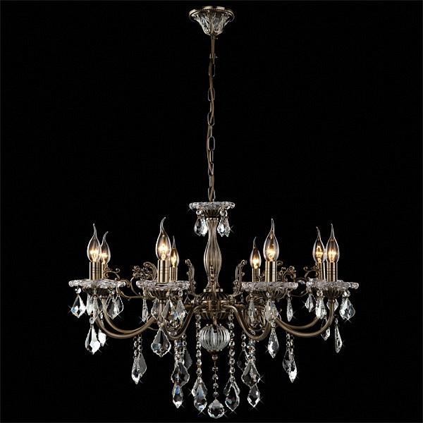 Подвесная люстра eurosvet elisha 3281/8 античная бронза/прозрачный хрусталь strotskis