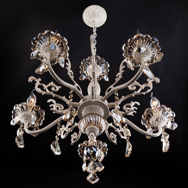 Подвесная люстра eurosvet elisha 3281/5 белый с золотом/тонированный хрусталь strotskis