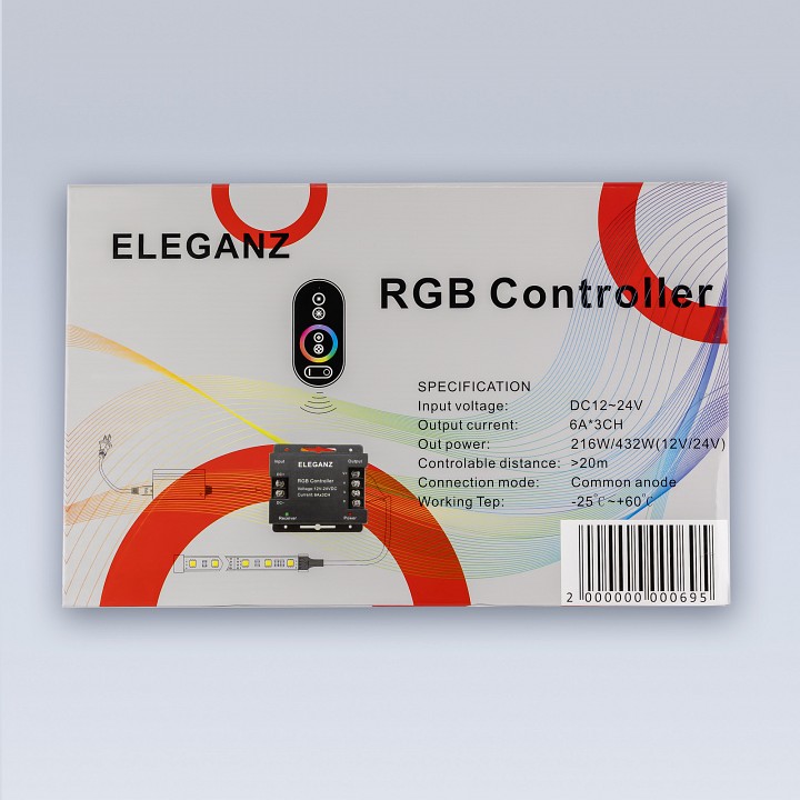 Контроллер-регулятор цвета rgb с пультом ду eleganz  1001
