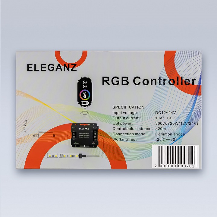 Контроллер-регулятор цвета rgb с пультом ду eleganz  1005