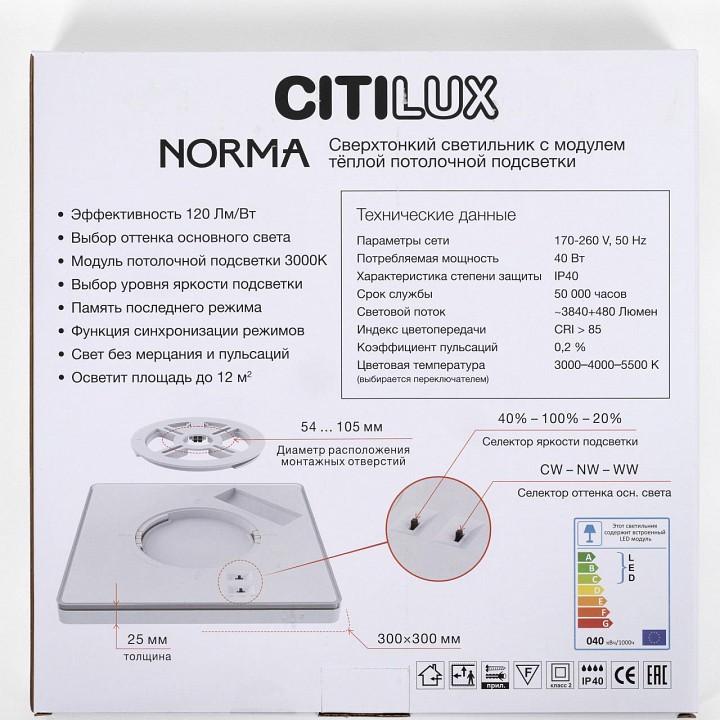 Накладной светильник citilux norma cl748k301