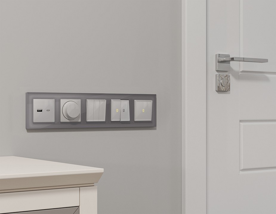 Выключатель самовозвратный одноклавишный с подсветкой, Без рамки ambrella volt ma ma402050