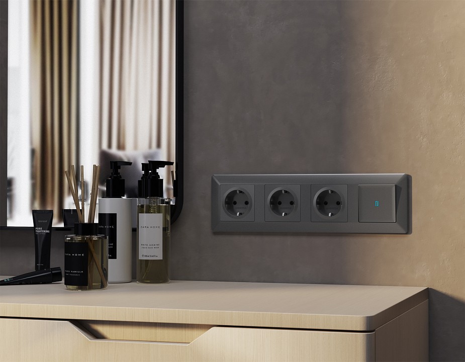 Выключатель самовозвратный одноклавишный с подсветкой, Без рамки ambrella volt ma ma652060