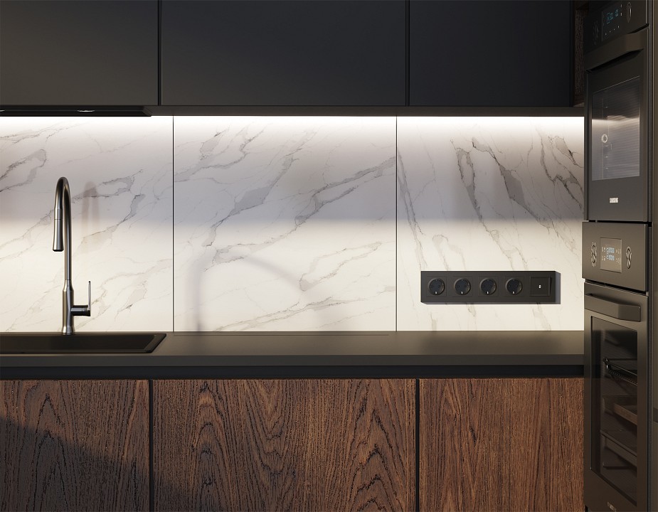 Выключатель самовозвратный одноклавишный с подсветкой, Без рамки ambrella volt ma ma802055